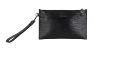 Wristlet Clutch, Leather, Black, DB/B, 3*